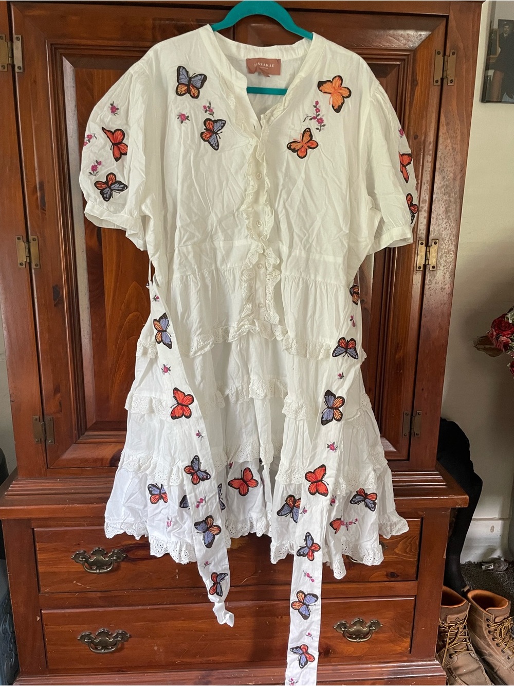 JessaKae White Blouse with Teal Trim